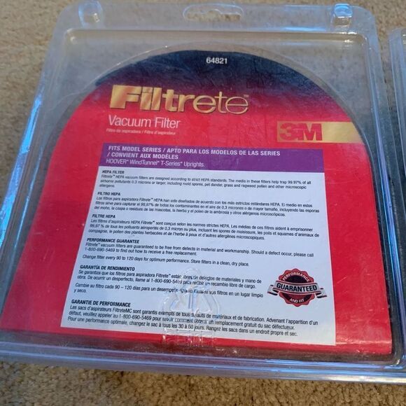 2 3M Filtrate Hoover T-Series HEPA 64821 Vacuum Filters - Picture 5 of 6